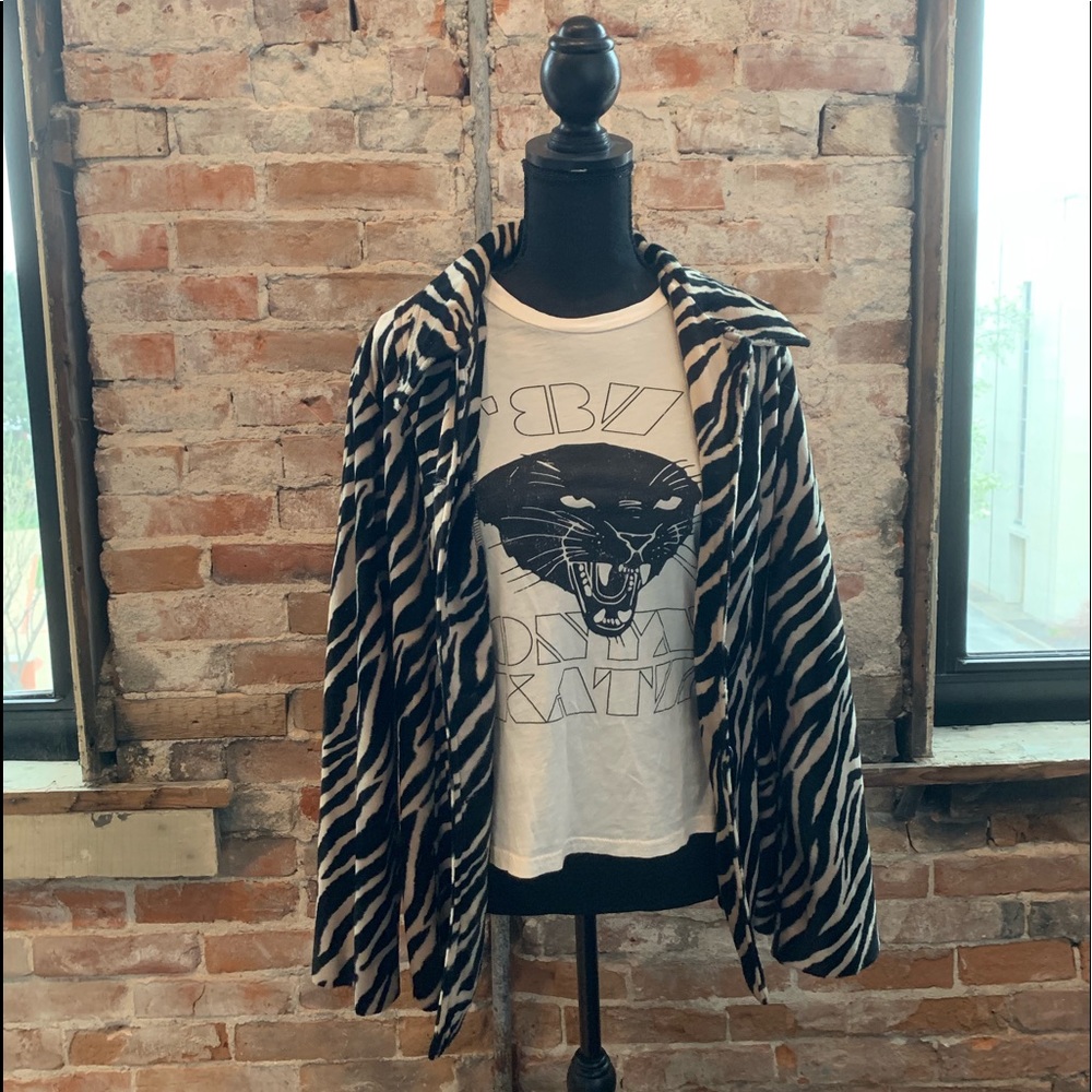 Vintage zebra striped faux fur blazer